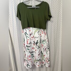 Nursing Dress Chic Olive and Floral Midi